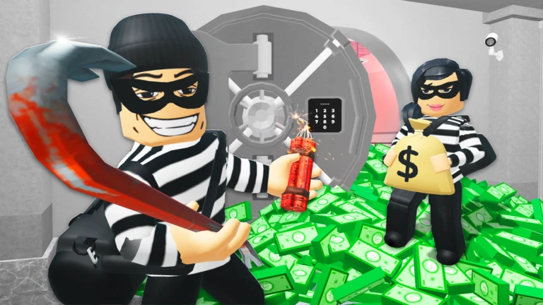 ROB IT Roblox Game - Heist characters with vault and money